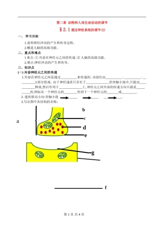 高中生物通过神经的调节学案2新人教版必修3