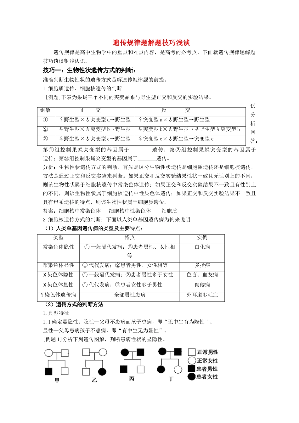 高中生物《遗传规律》素材2 沪科版第三册_第1页