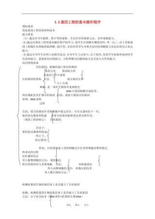 高中生物：1.2 基因工程的基本操作程序 学案新人教版选修3