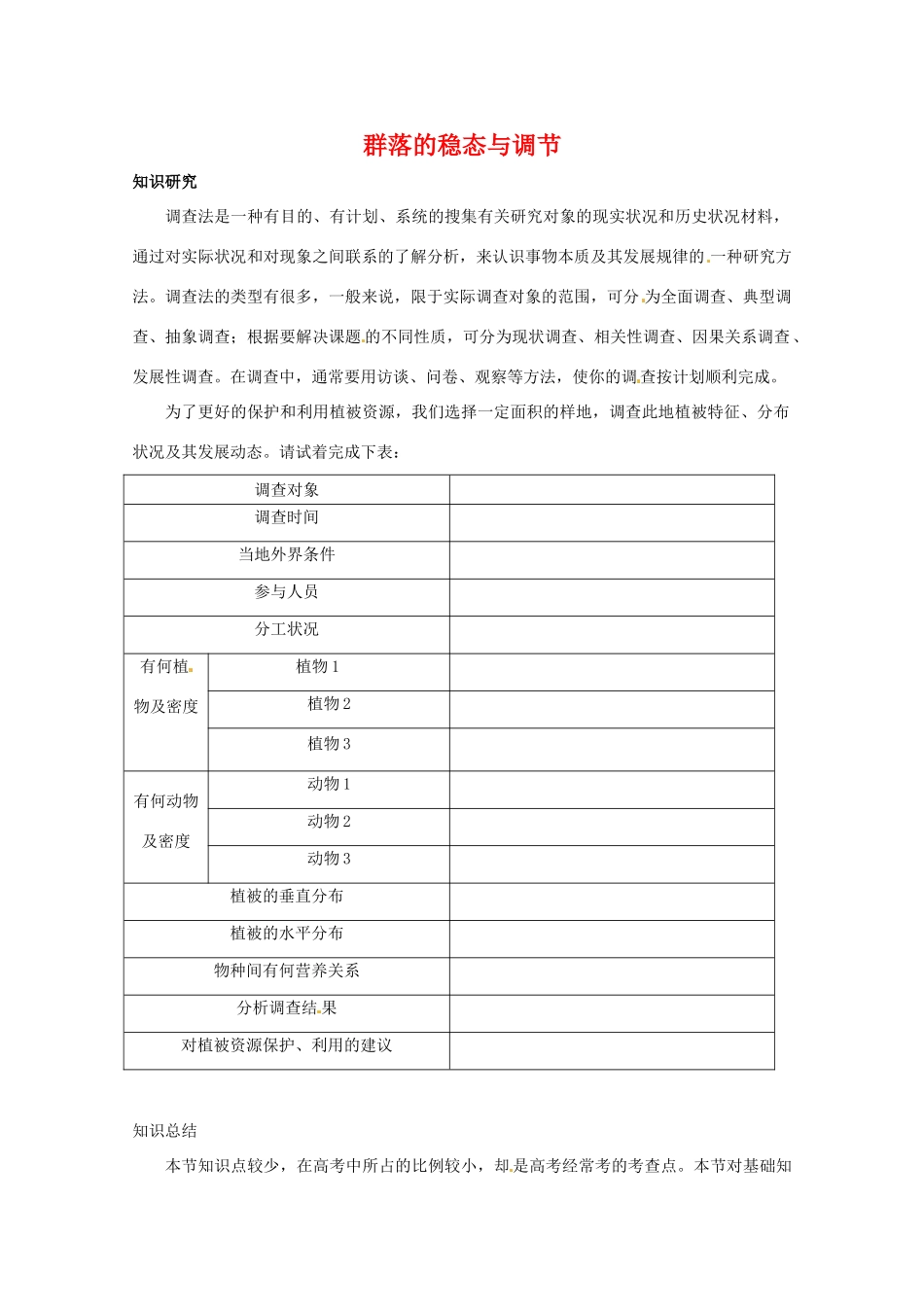 高中生物：2.2《群落的稳态与调节》素材（1）（中图版必修3）_第1页