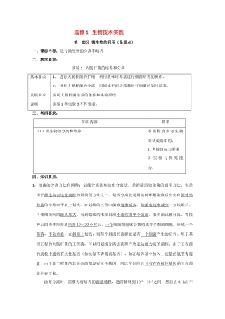 高中生物：《生物技术实践》素材（2）（浙科版选修1）