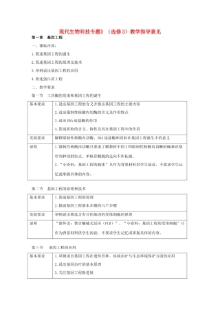 高中生物：《现代生物科技专题》素材 浙科版选修3