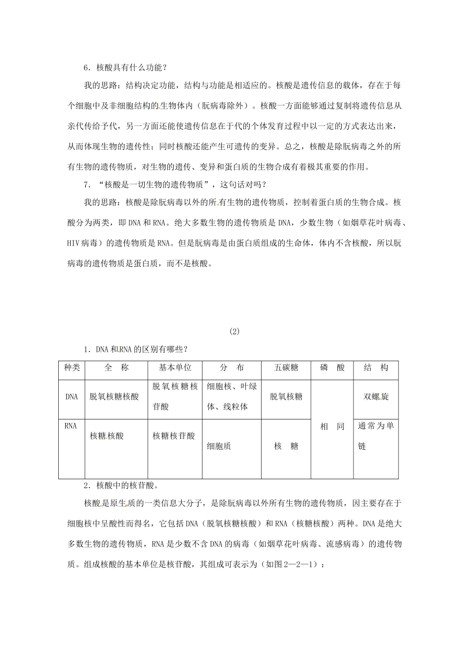 高中生物：2.2.1 核酸的结构和功能 素材 1 中图版必修1_第2页