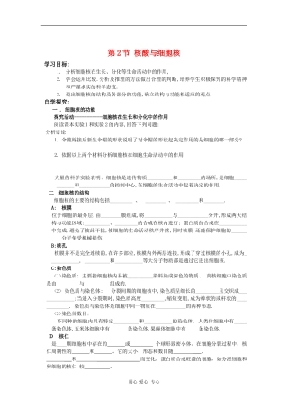 高中生物：2.2.2《核酸与细胞核》学案（中图版必修1）