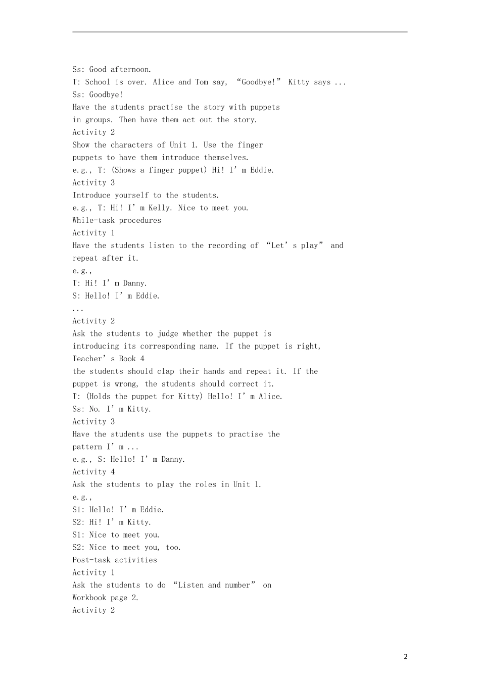 一年级英语上册 Unit1 Hello period2教案 （新版）沪教牛津版_第2页