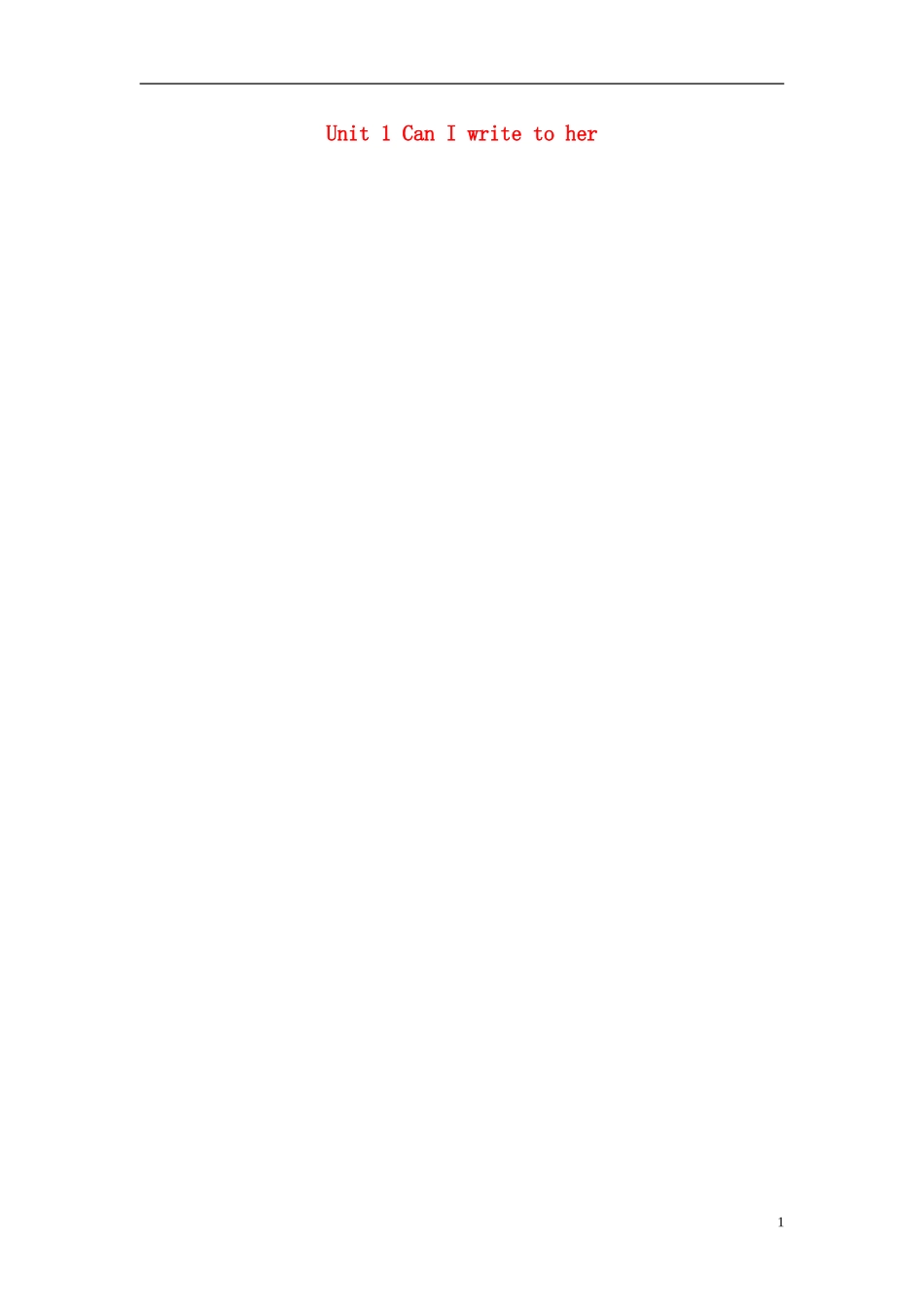 2014秋六年级英语上册 Module 5 Unit 1 Unit 1 Can I write to her教案2 外研版（一起）_第1页