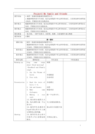 2014年秋三年级英语上册 Project1 My family and friends教案1 译林版