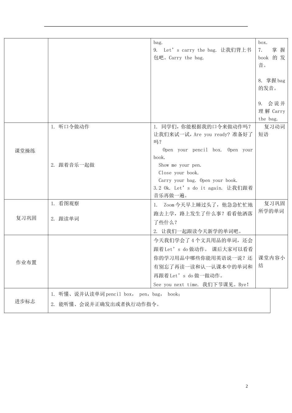 2014年秋三年级英语上册 Unit1 Hello（第五课时）教案 （新版）人教PEP_第2页