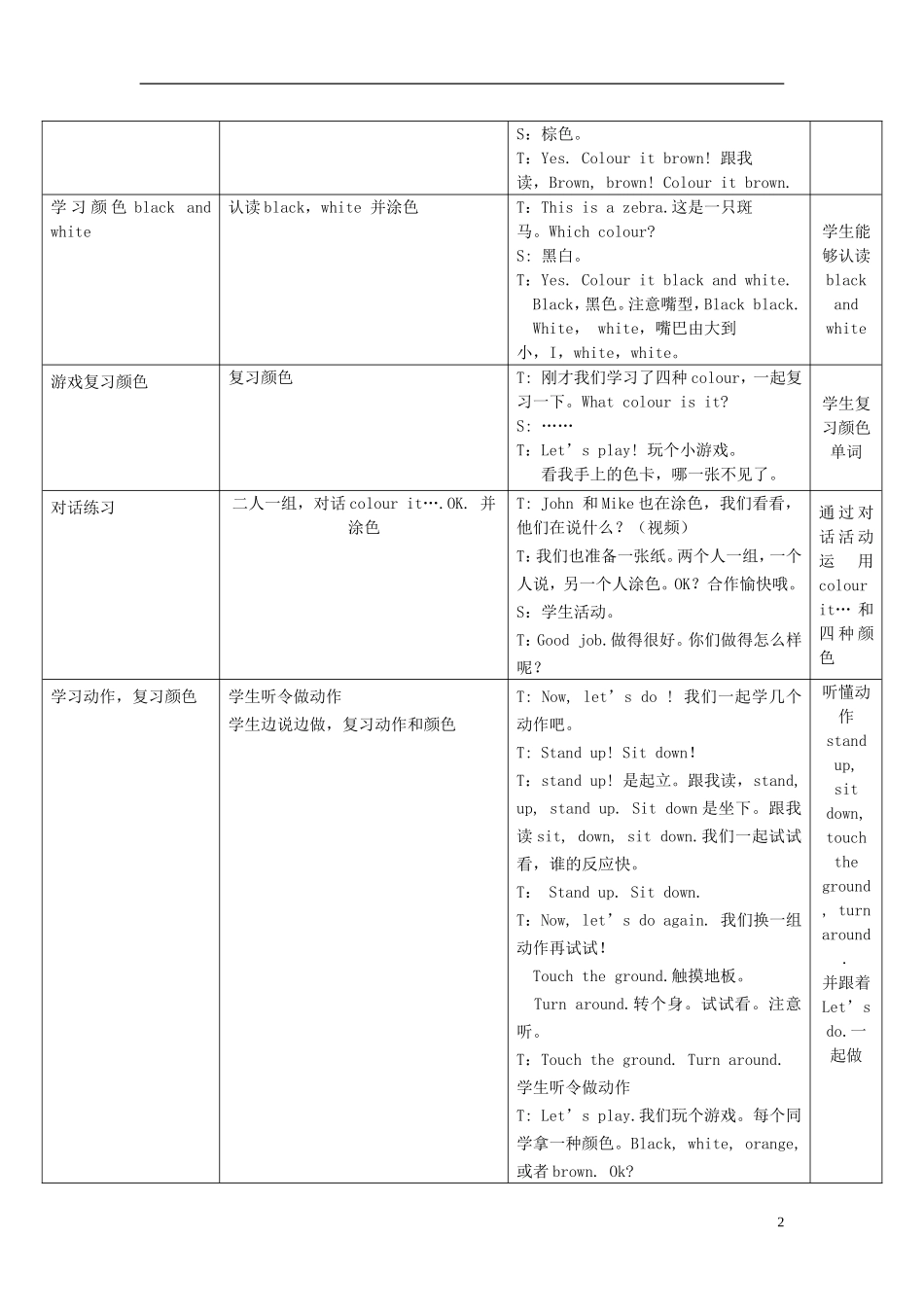 2014年秋三年级英语上册 Unit2 Colours（第五课时）教案 （新版）人教PEP_第2页