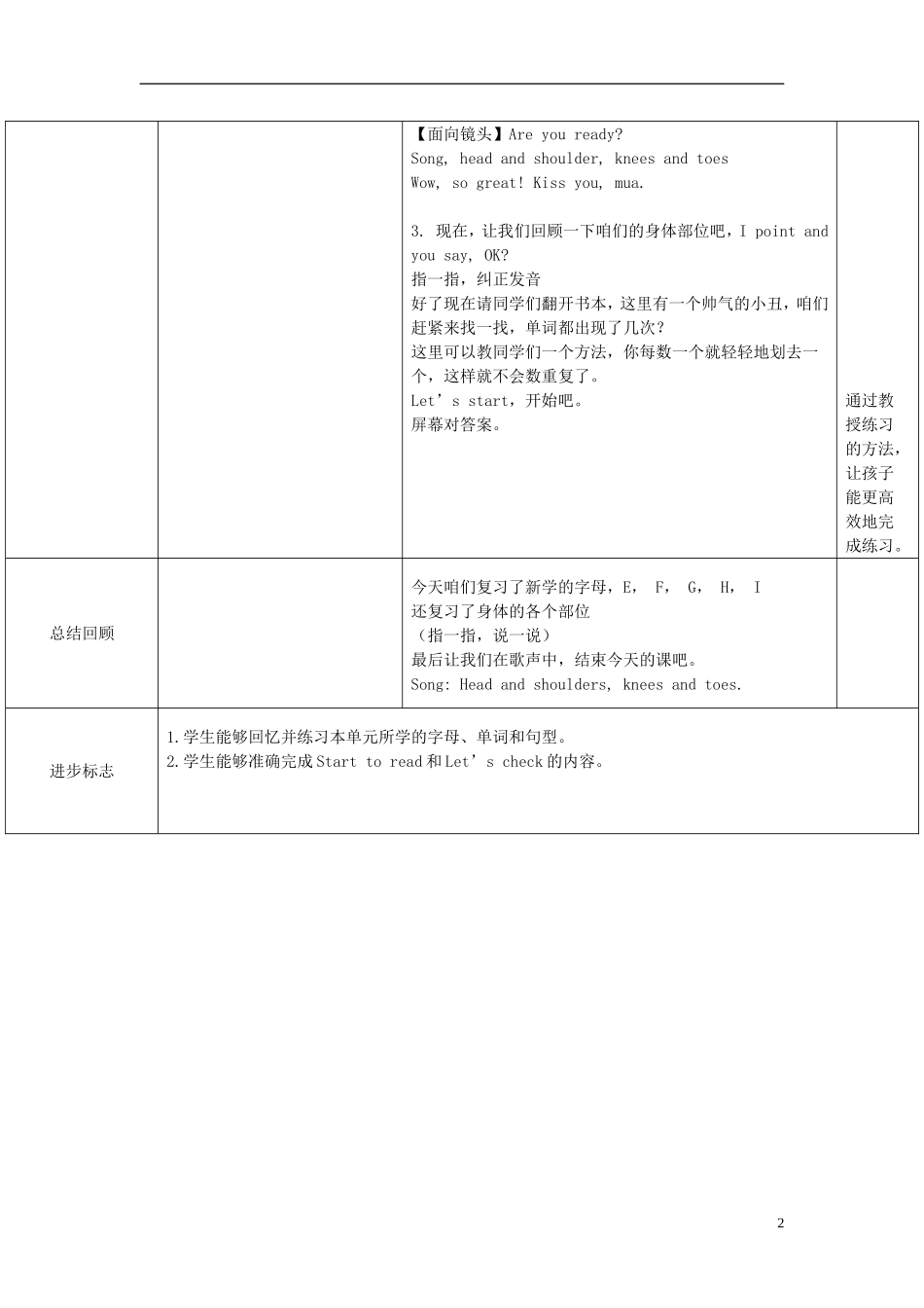 2014年秋三年级英语上册 Unit3 Look at me（第六课时）教案 （新版）人教PEP_第2页