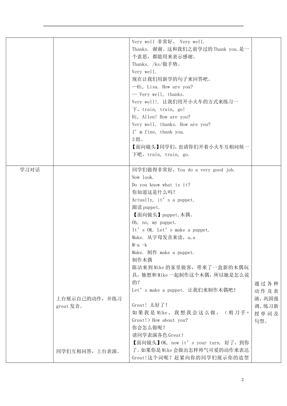 2014年秋三年级英语上册 Unit3 Look at me（第四课时）教案 （新版）人教PEP_第2页