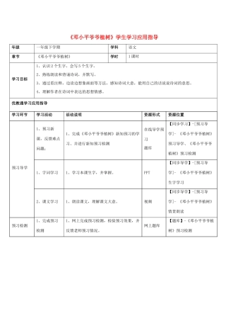 一年级语文下册 第3课《邓小平爷爷植树》学生学习应用指导素材 新人教版-新人教版小学一年级下册语文素材
