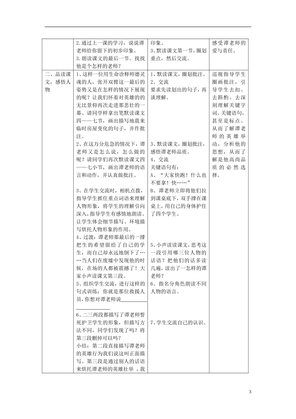 2014年秋六年级语文上册 第6课 最后的姿势教学设计1 苏教版_第3页