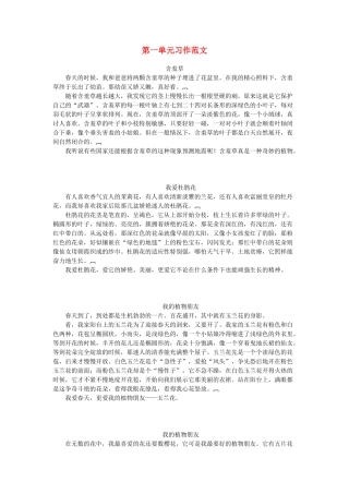 2级语文下册 第一单元 习作《我的植物朋友》范文 新人教版