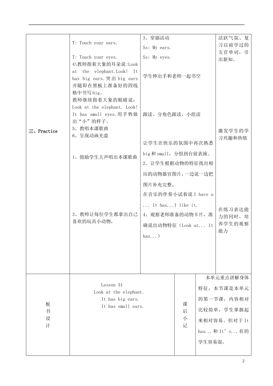2014秋四年级英语上册 Unit 6 I’m tall教案 人教版（精通）_第2页