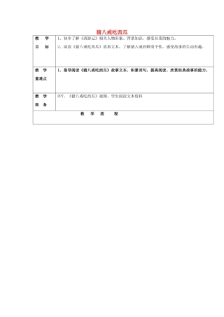 2014秋四年级语文上册 猪八戒吃西瓜教案 西师大版