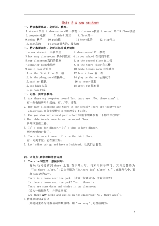 2014年秋五年级英语上册 Unit2 A new student单词、词组汇编 译林版