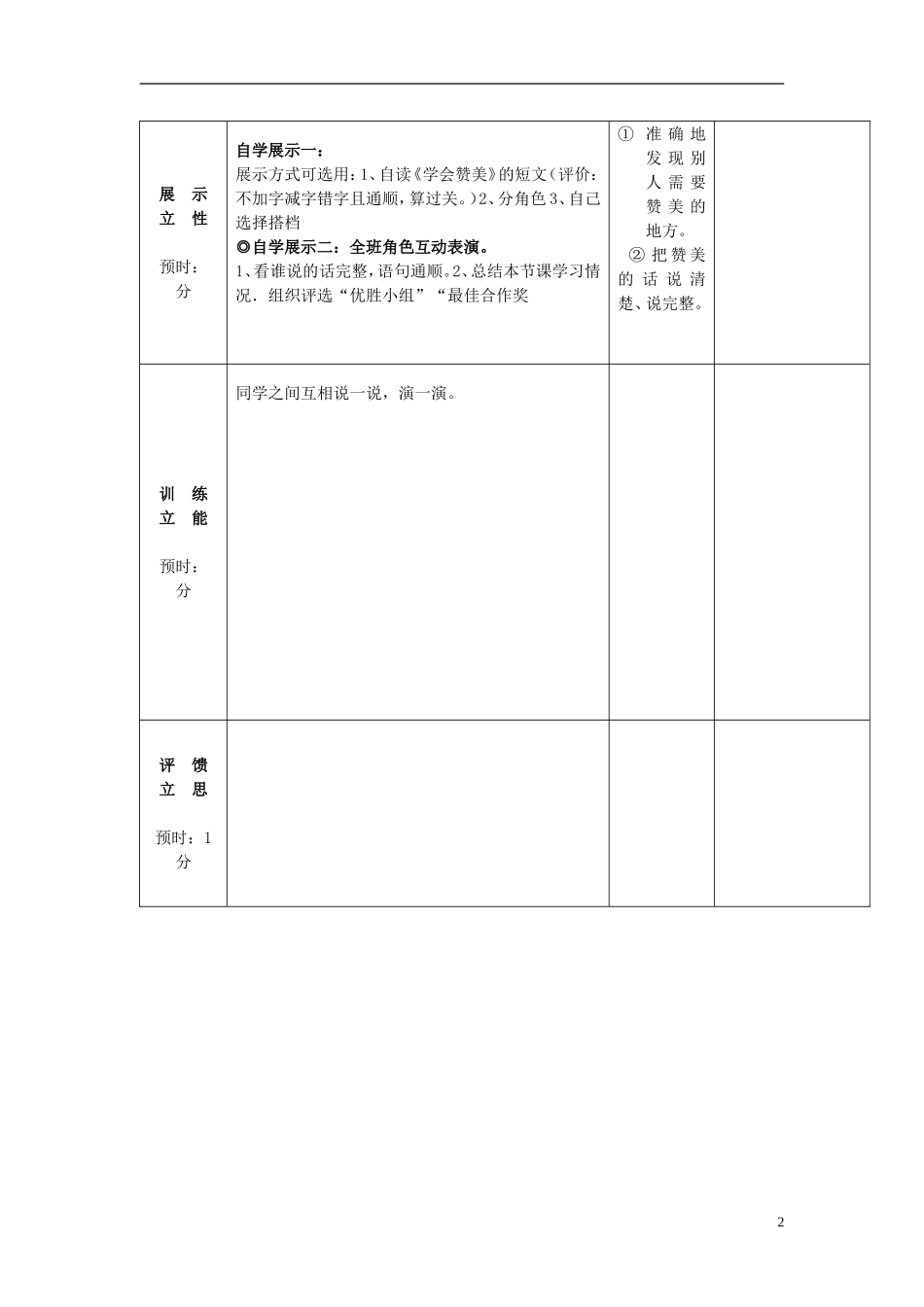 2015春二年级语文下册《口语交际 学会赞美》学案（无答案） 鄂教版_第2页