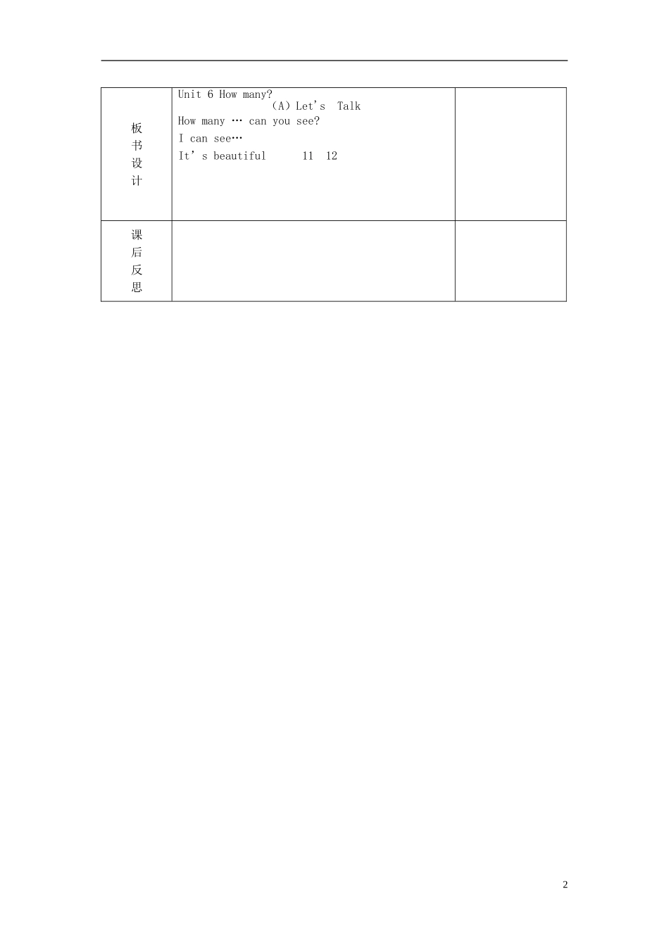 2014三年级英语下册《Unit 6 How many》（第1课时）教案 人教PEP_第2页
