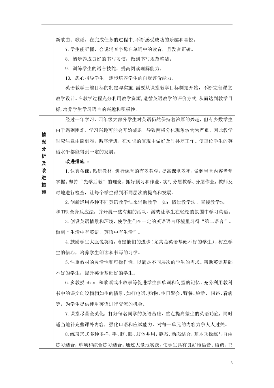 2014年秋四年级英语上册 全册教学设计 译林版_第3页