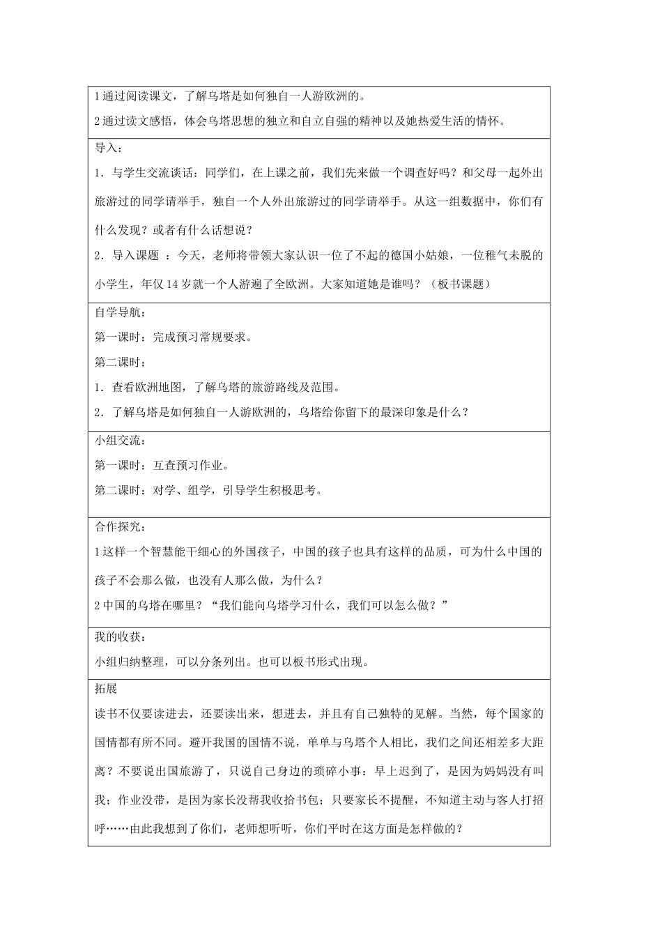 2014四年级语文下册 女孩乌塔教案2 冀教版_第2页