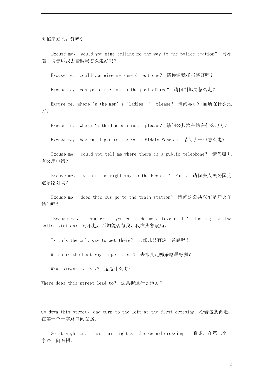 2014小升初英语知识点专项复习 专题六 交际用语 问路、指路讲义_第2页