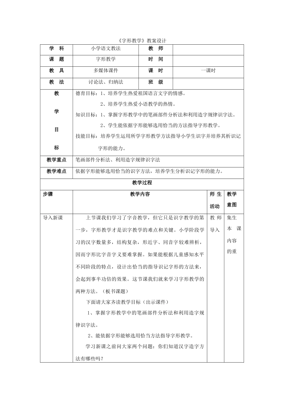 2014小升初语文知识点专项复习 专题一 基础知识 字形教学设计_第1页