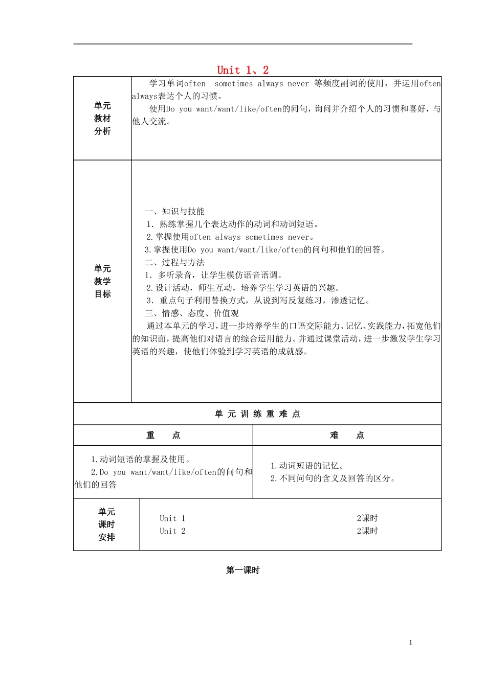 2014秋五年级英语上册 Module 8 Unit 1、2教案 外研版（三起）_第1页