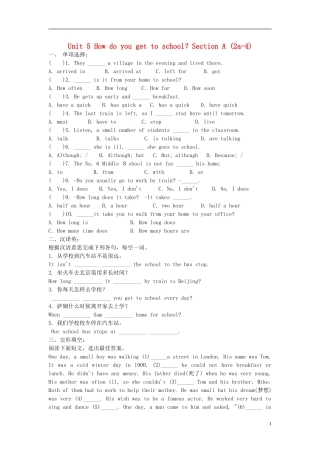 2015六年级英语下册 Unit 5 How do you get to school Section A(3a-4)练习 鲁教版五四制