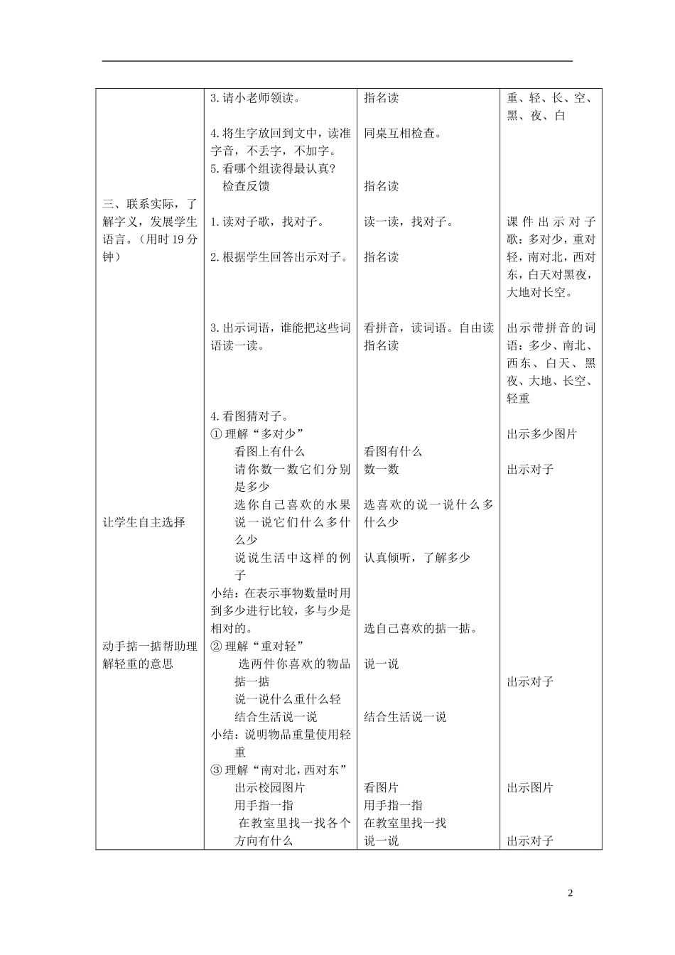 2014秋一年级语文上册 多对少教案 北京版_第2页