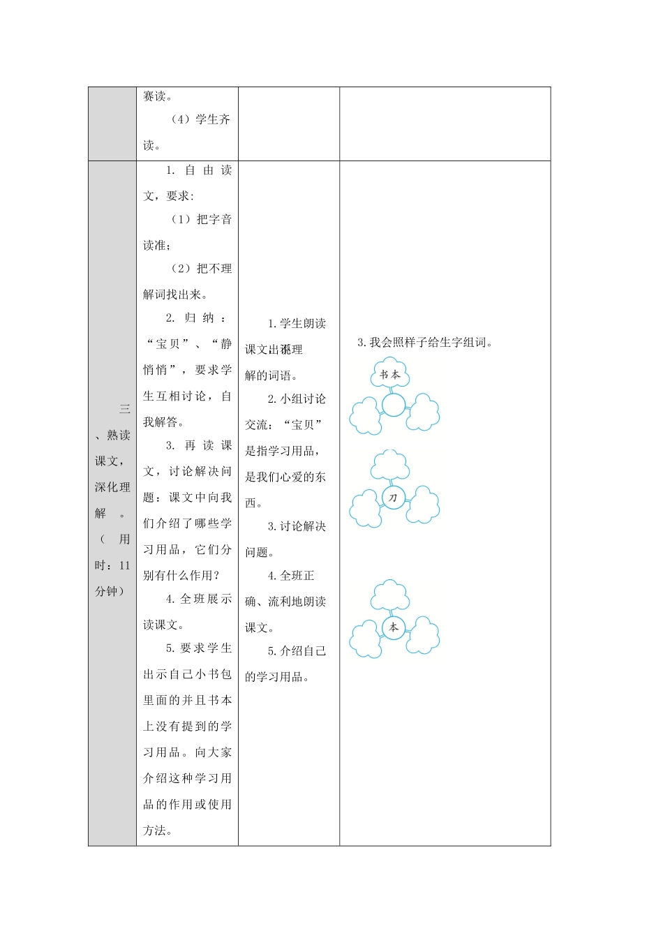 一年级语文上册 识字（二）8 小书包导学案（无答案）新人教版-新人教版小学一年级上册语文学案_第3页