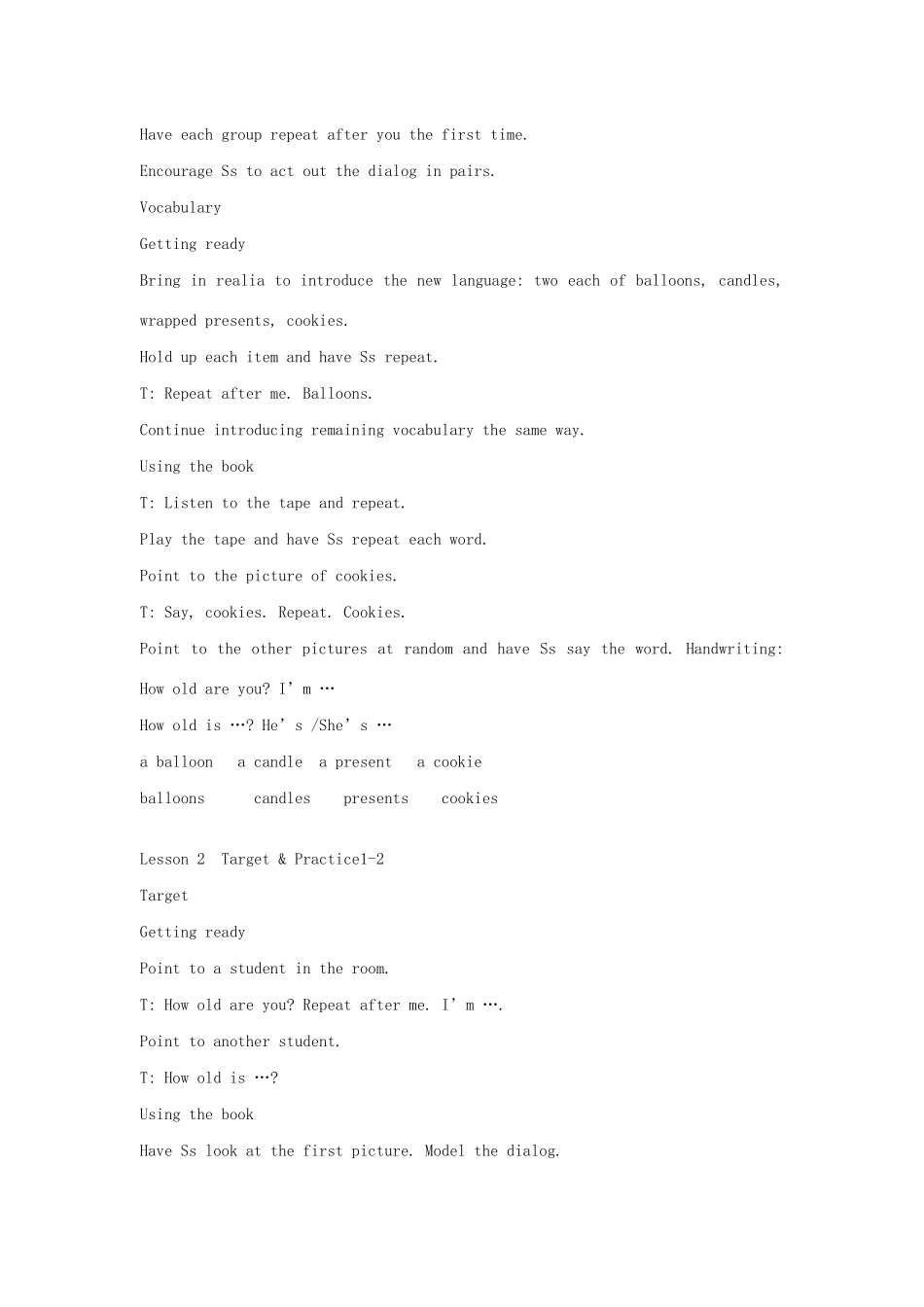 三年级英语上册 Unit 5 Happy birthday教案 广东版（先锋开心）-广东版小学三年级上册英语教案_第2页