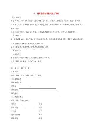 三年级语文上册 第二单元 5 铺满金色巴掌的水泥道学案 新人教版-新人教版小学三年级上册语文学案