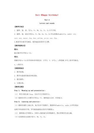 三年级英语上册 Unit 6 Happy birthday Part A（第3课时）单元教案 人教PEP版-人教PEP小学三年级上册英语教案