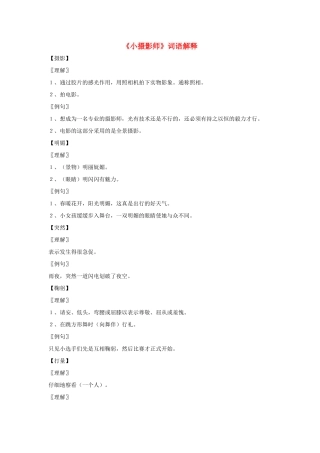 三年级语文上册 第二组 6《小摄影师》词语解释 新人教版-新人教版小学三年级上册语文素材