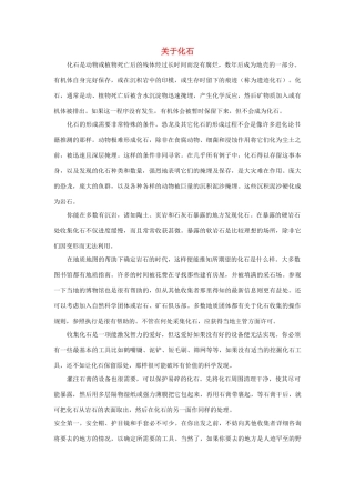 三年级语文上册 第二组 7《奇怪的大石头》关于化石相关阅读素材 新人教版-新人教版小学三年级上册语文素材