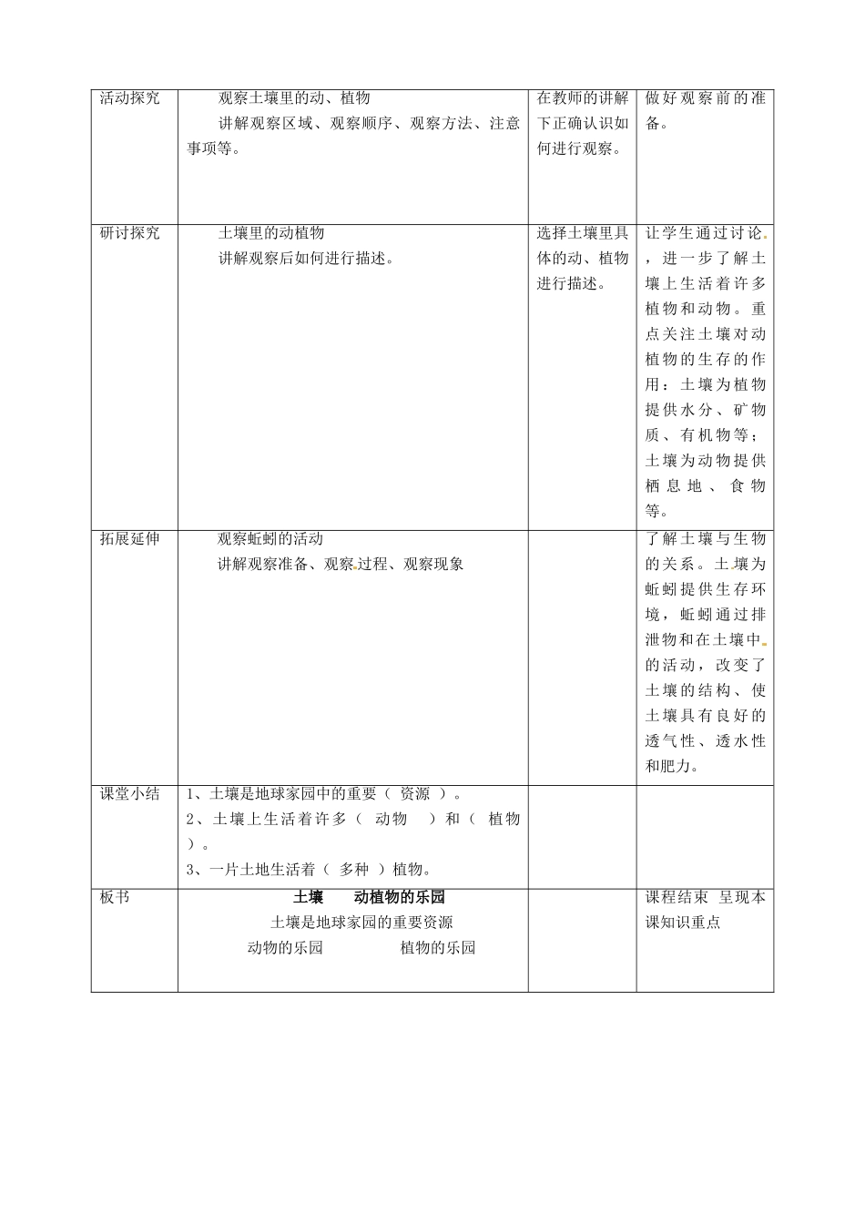 二年级科学上册 1.2 土壤——动植物的乐园教案1 教科版-教科版小学二年级上册自然科学教案_第3页