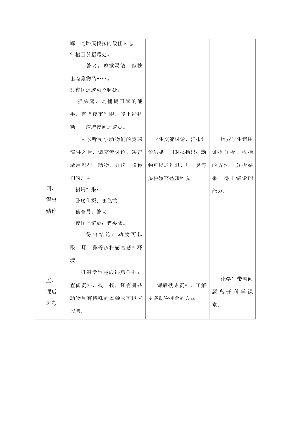 二年级科学上册 第四单元 动物的生活 3 动物小侦探教学设计 大象版-大象版小学二年级上册自然科学教案_第3页