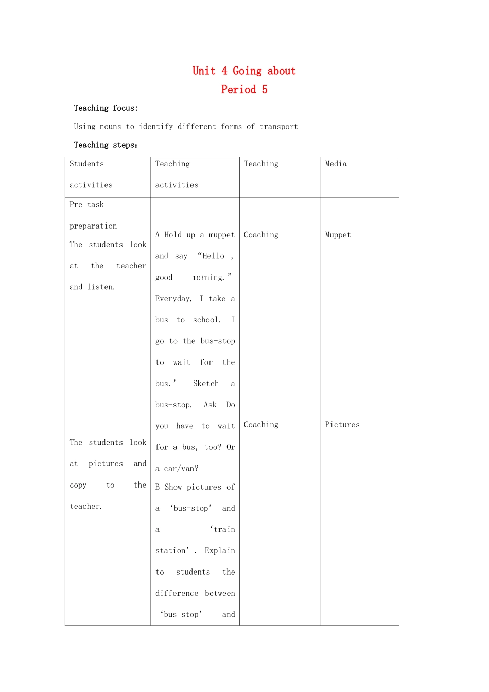二年级英语上册 Unit 4 Going about（period5）教案 沪教牛津版-沪教牛津版小学二年级上册英语教案_第1页