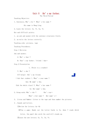 二年级英语上册 Unit 5 He’s my father The Third Period教学设计 北师大版-北师大版小学二年级上册英语教案
