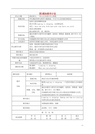 二年级英语下册 Module5 Unit1LingLing is skipping教案 外研版（一起）