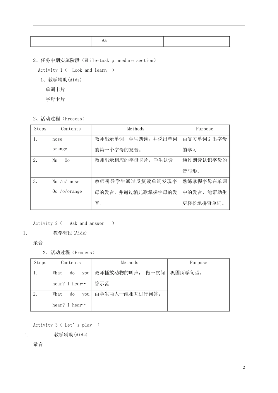 二年级英语下册 unit1 Lesson4教案 沪教牛津版_第2页