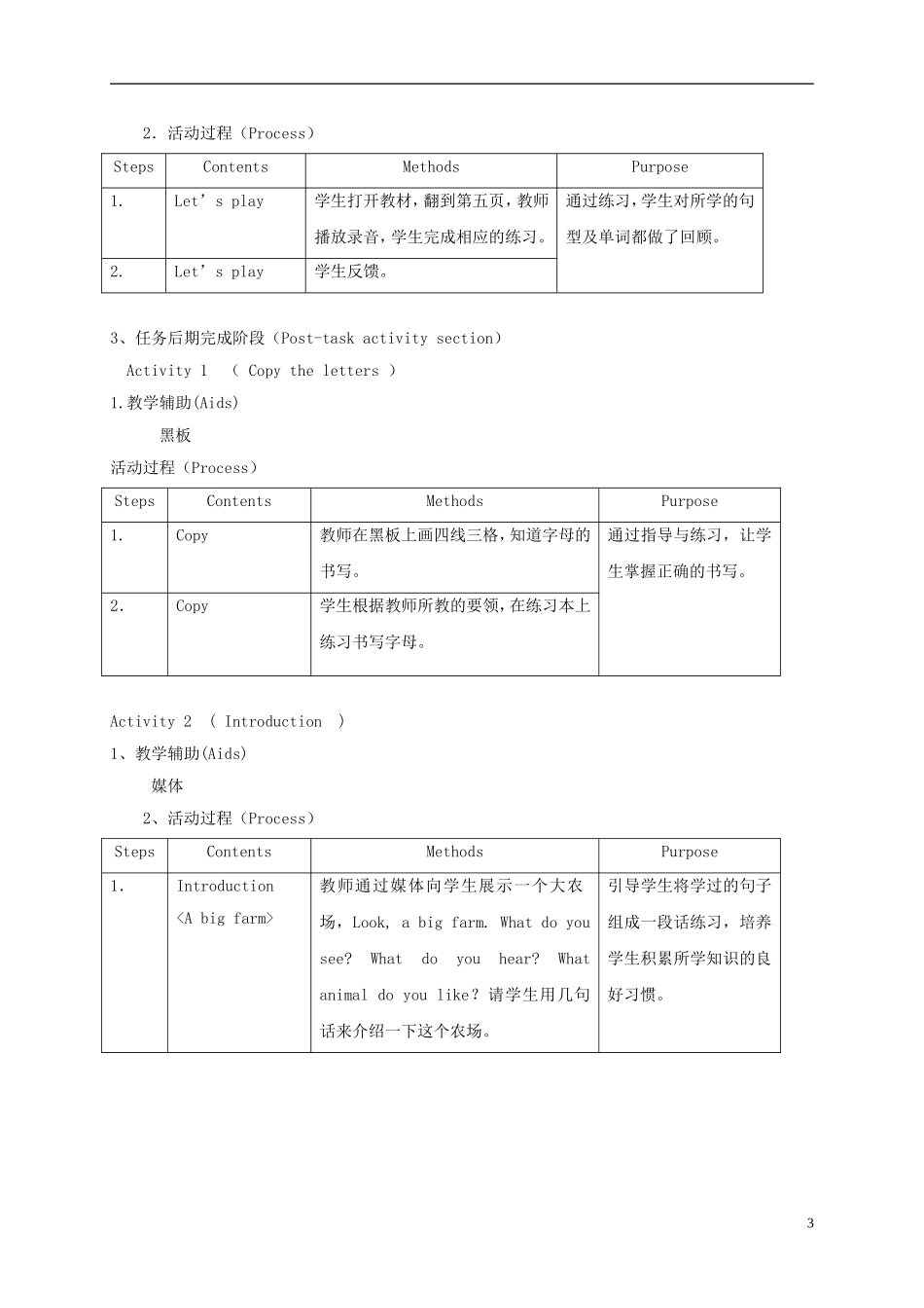 二年级英语下册 unit1 Lesson4教案 沪教牛津版_第3页