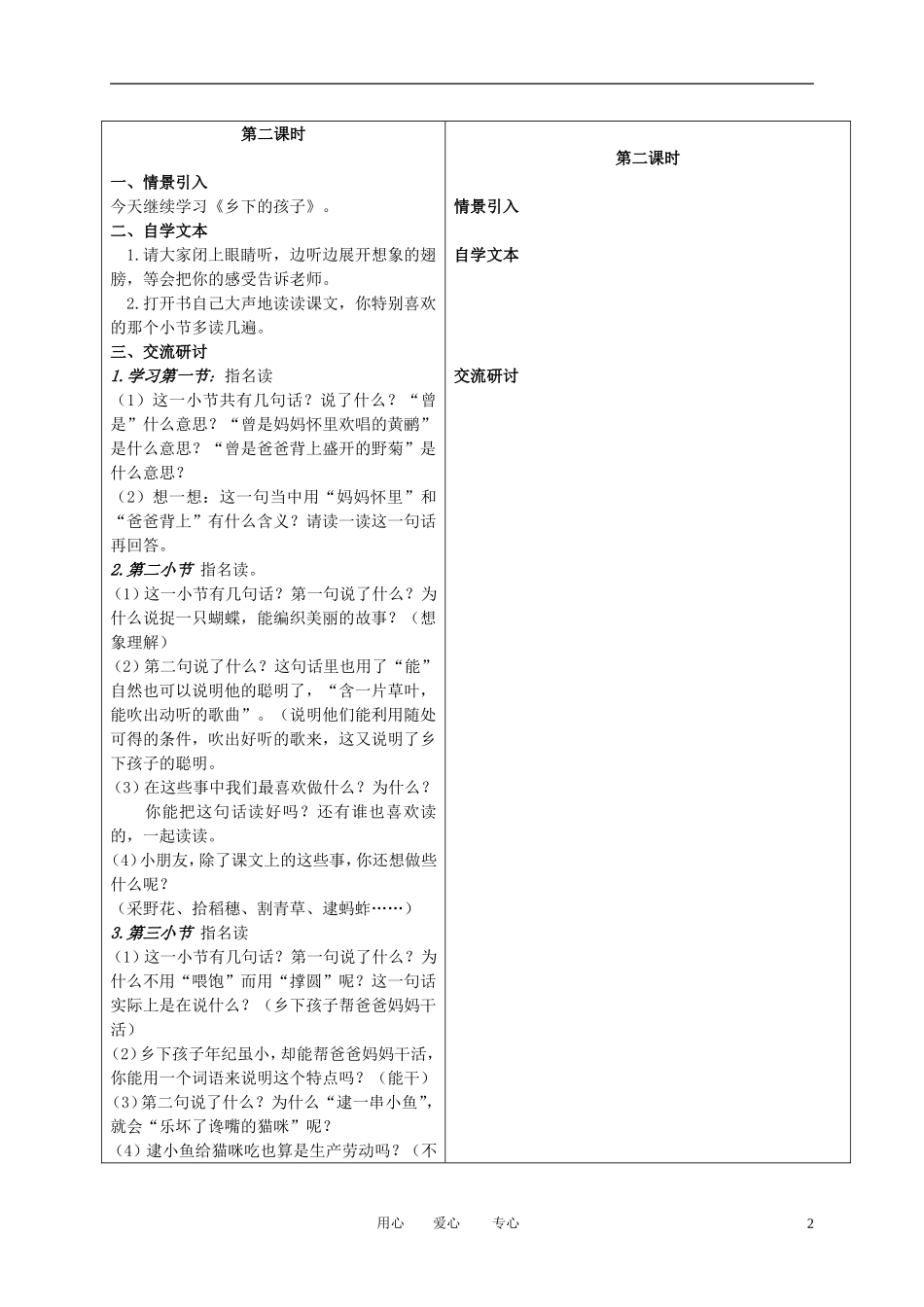 二年级语文下册 乡下孩子 2教案 冀教版_第2页