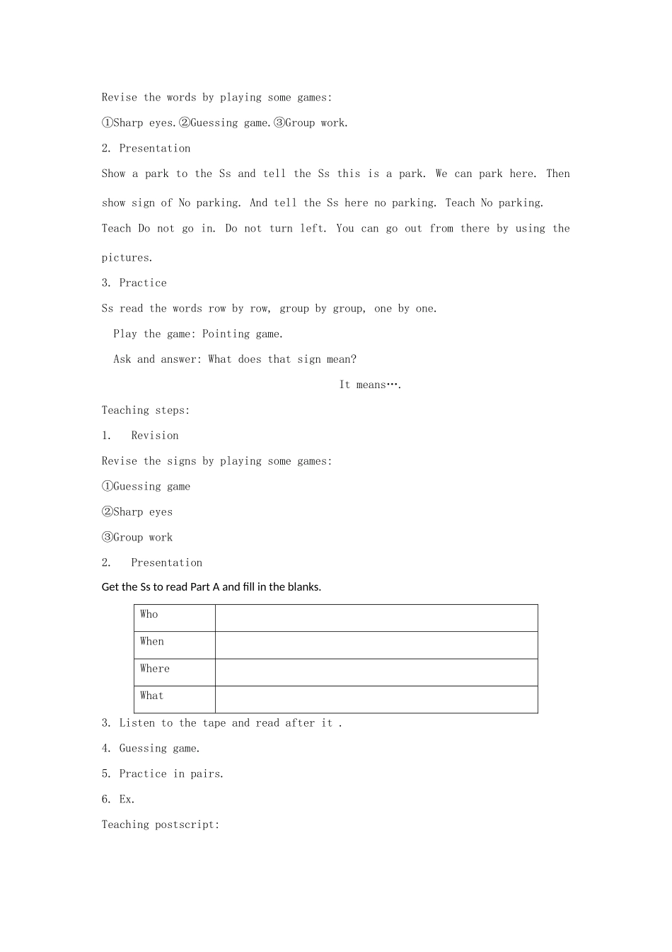 五年级英语上册 Unit 10 What does that sign mean教案 湘少版-湘少版小学五年级上册英语教案_第2页