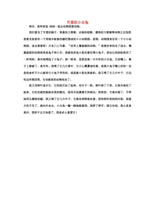 佳作欣赏：可爱的小白兔