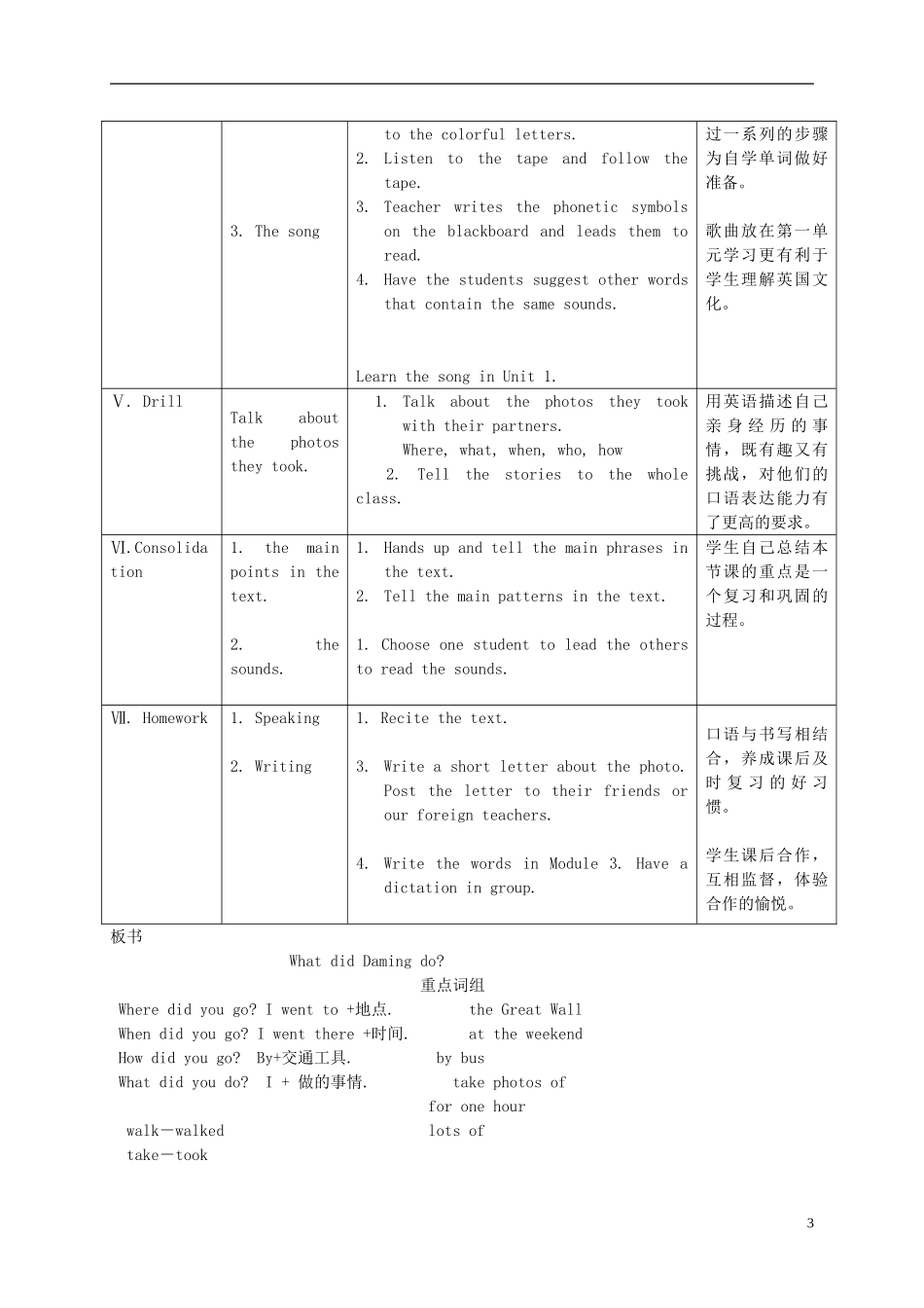 五年级英语上册 Module3 unit2教案 外研版_第3页