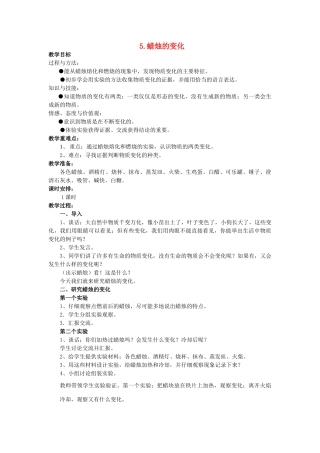 六年级科学上册 第2单元 5 蜡烛的变化教学设计 青岛版