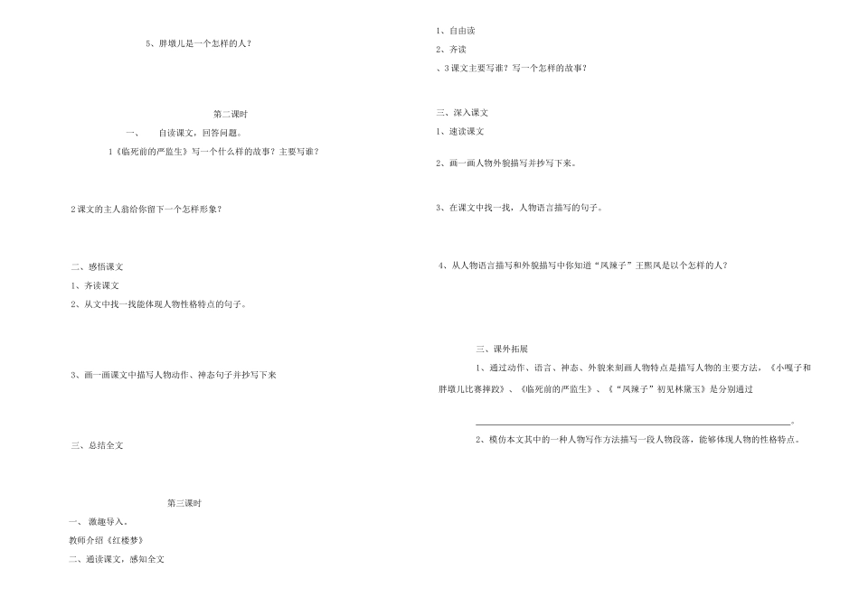 五年级语文下册 人物描写一组学案 人教新课标版_第2页