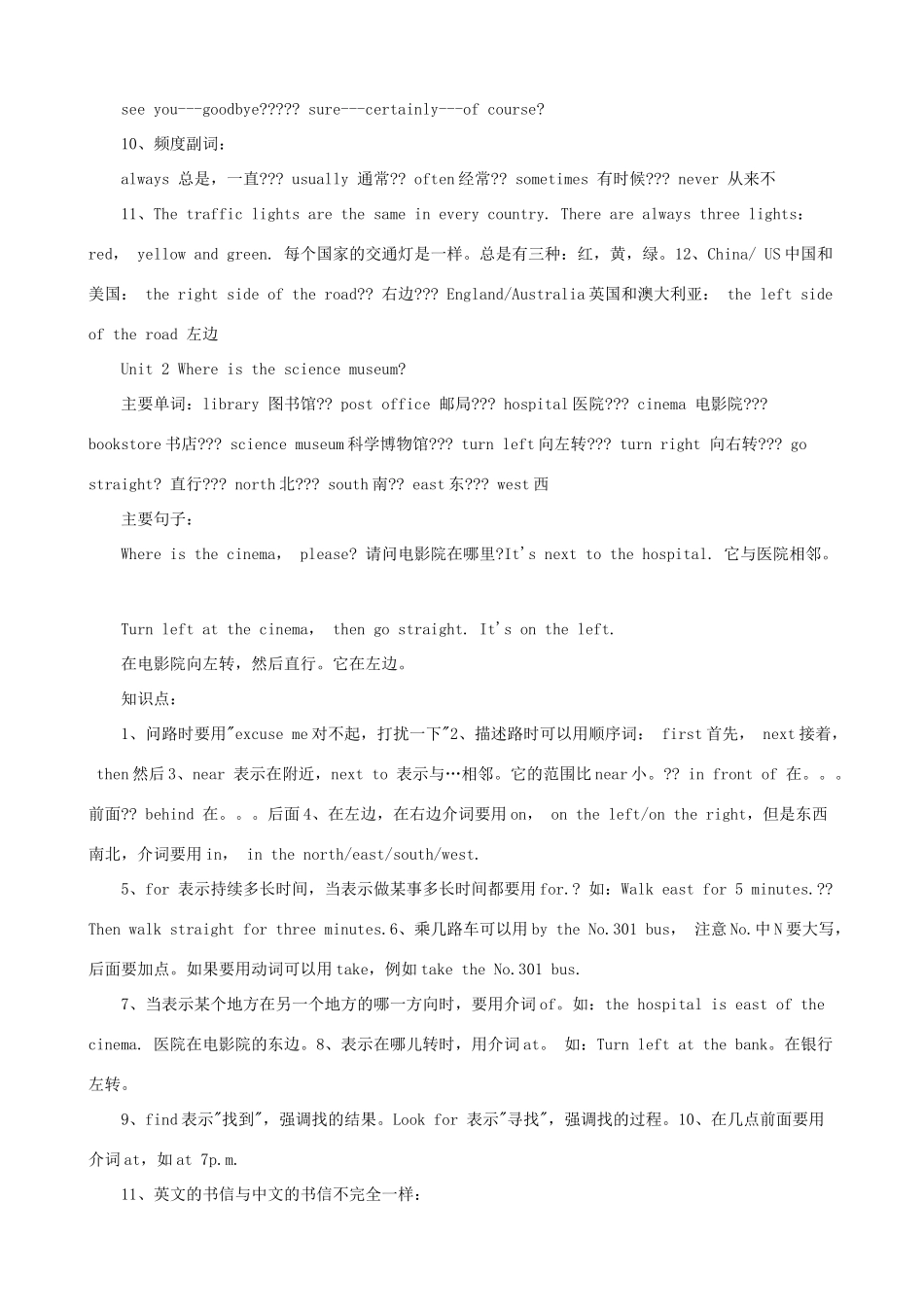 六年级英语上册 重要知识点归纳_第2页